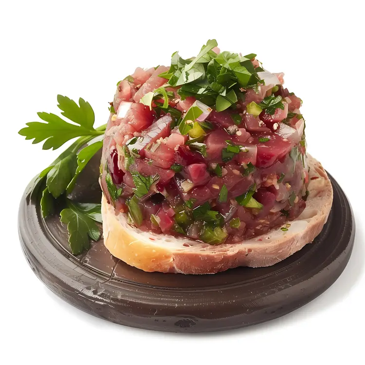 Beef Tartare with Bacon and Garnish
