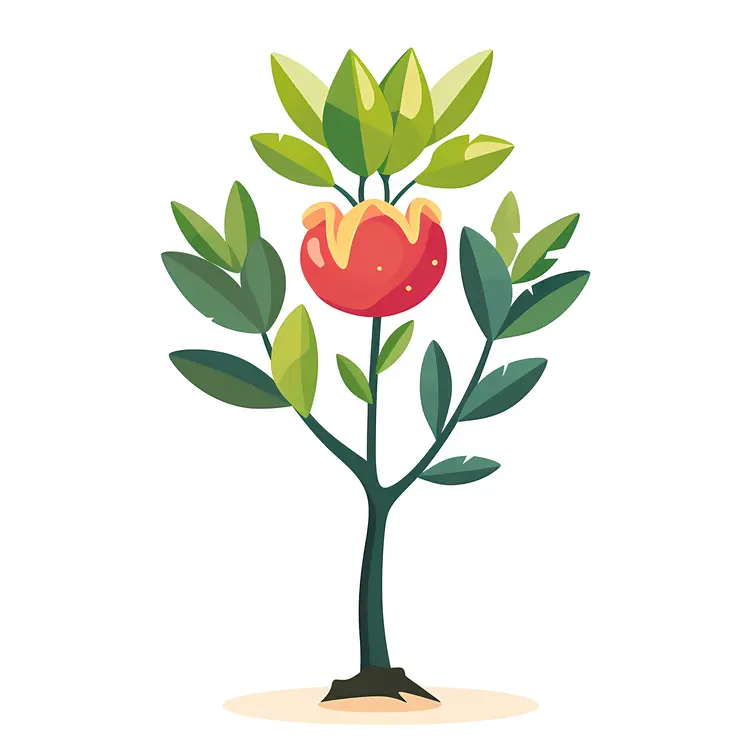 Single Red Apple on a Small Tree