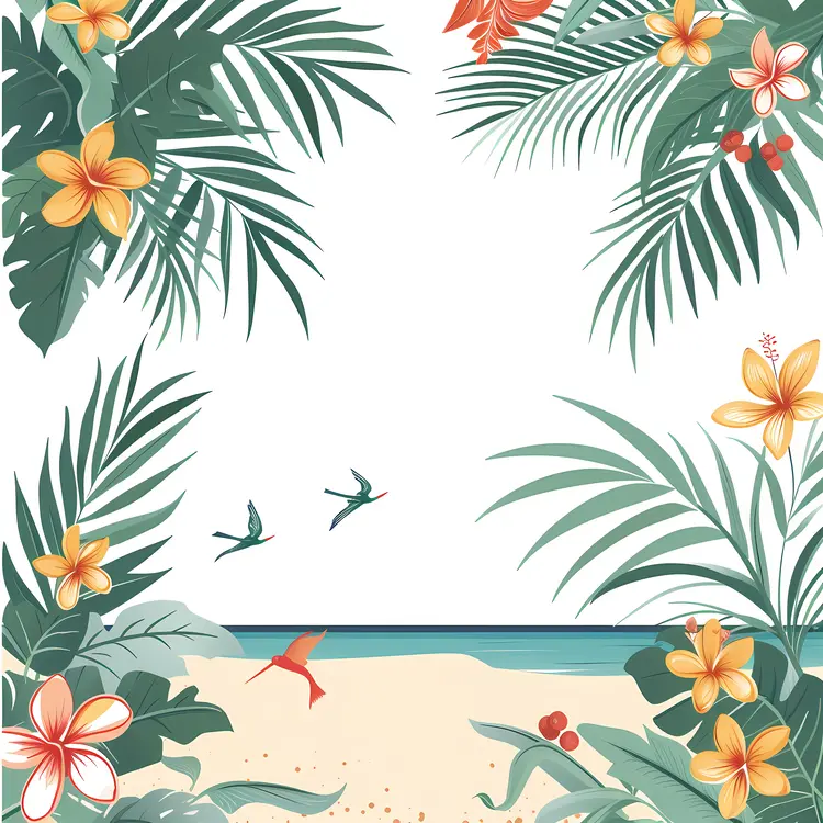 Beach and Flowers Summer Frame