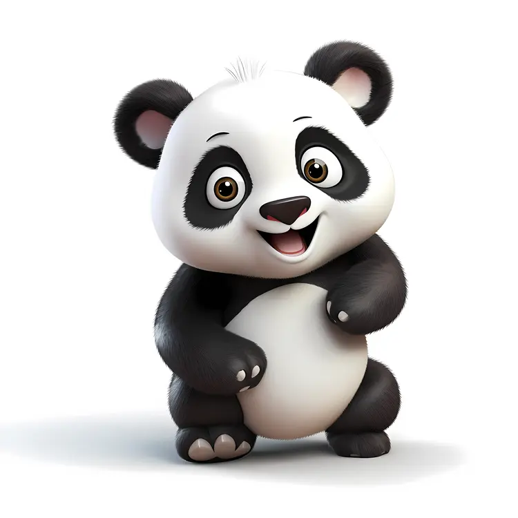 Playful Cartoon Panda Standing