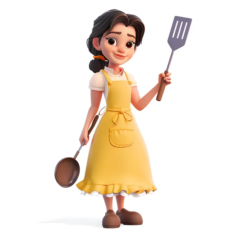 Woman Holding Spatula and Ladle in Kitchen