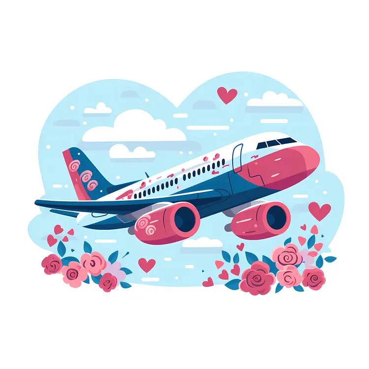 Airplane with Hearts and Roses