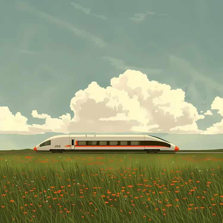 Modern Train in a Field
