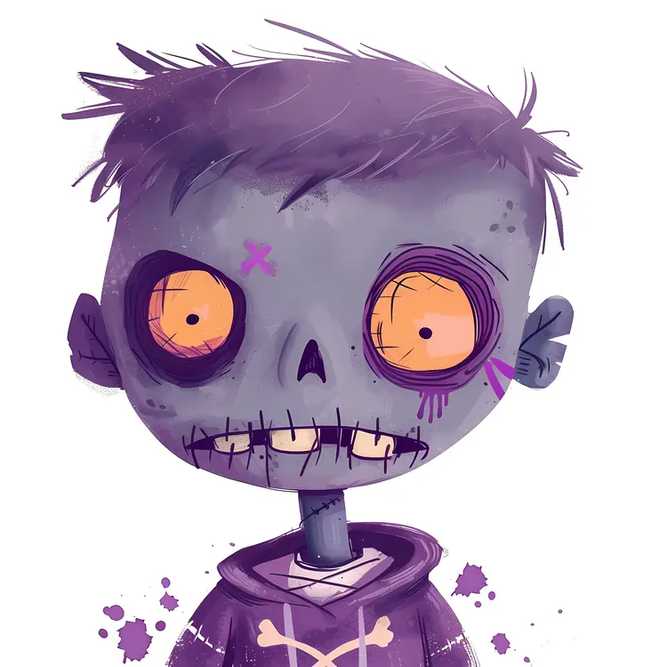 Purple Zombie Boy with Orange Eyes