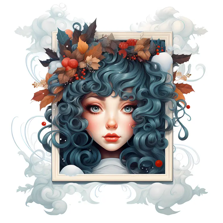 Artistic Portrait of Girl with Curly Hair