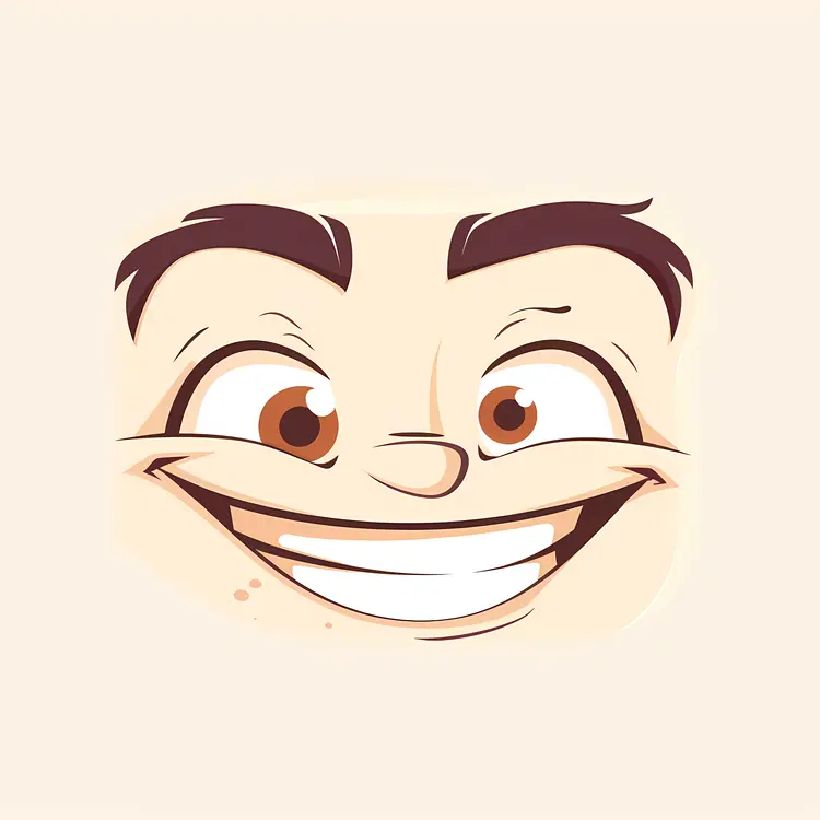 Smiling Cartoon Face with Big Eyes