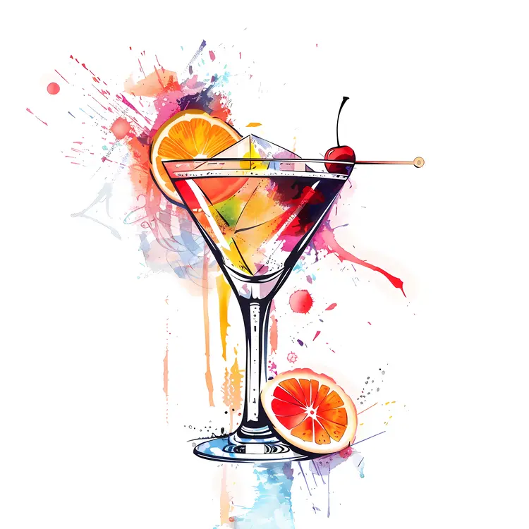 Colorful Cocktail with Orange and Cherry