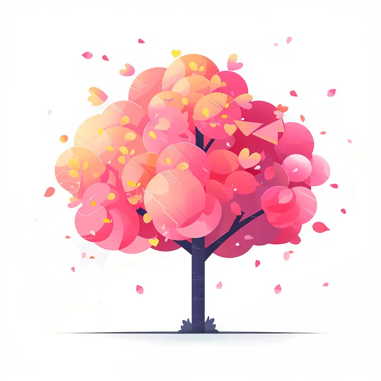 Sunlit Pink Blossom Tree