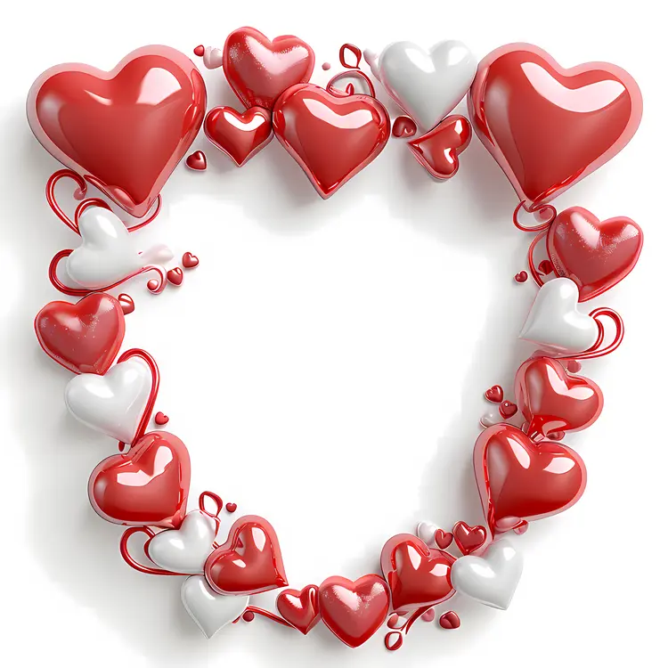 Red and White Hearts Frame for Valentine's Day