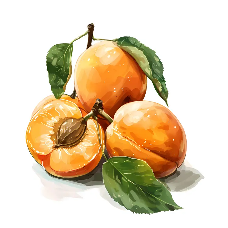 Fresh Orange Apricots with Leaves