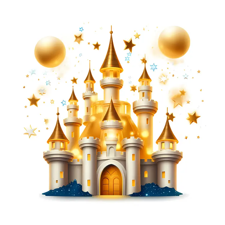 Golden Castle with Stars and Towers