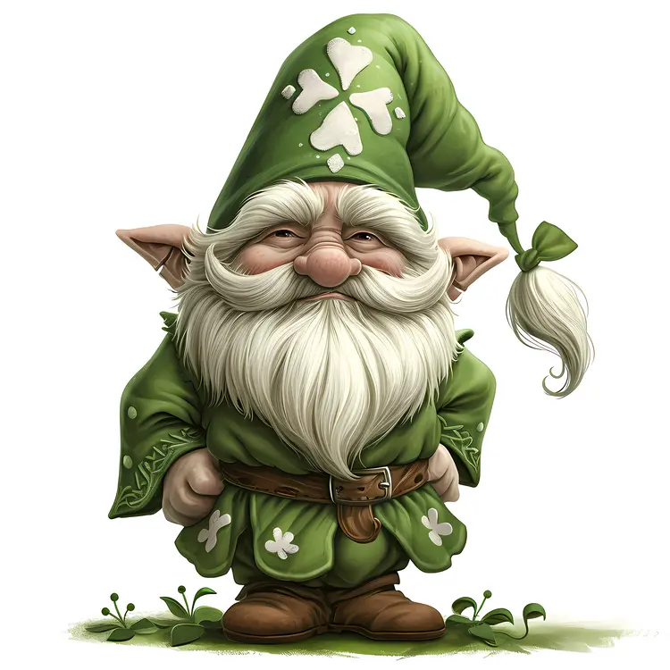 Green Gnome with Shamrock Hat and Belt