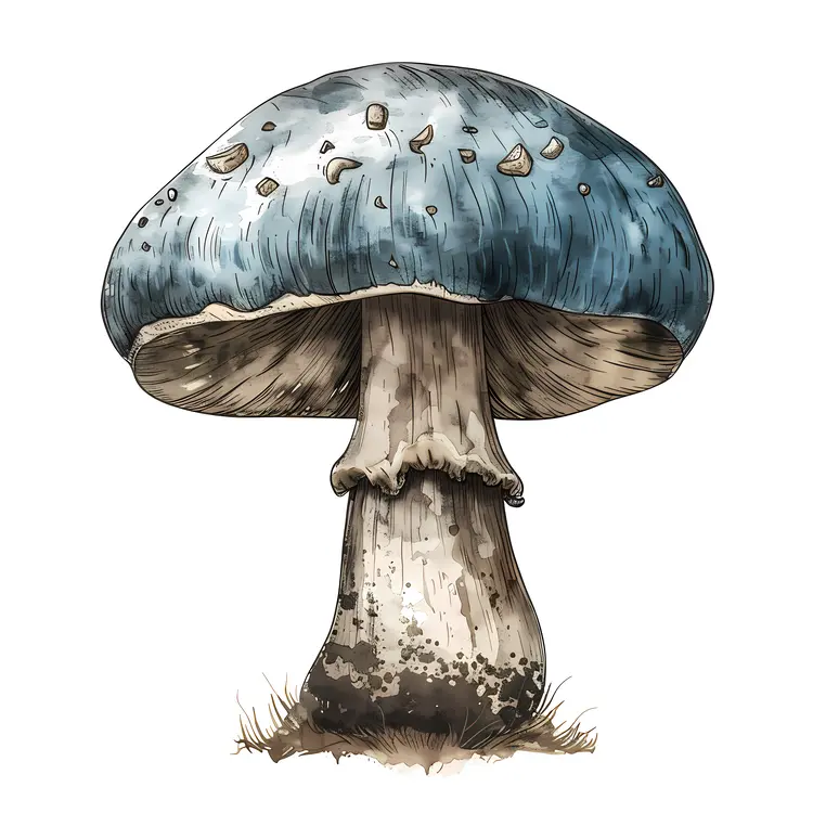 Blue Mushroom Illustration