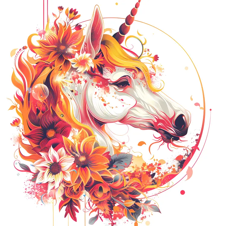 Vibrant Unicorn with Floral Adornments