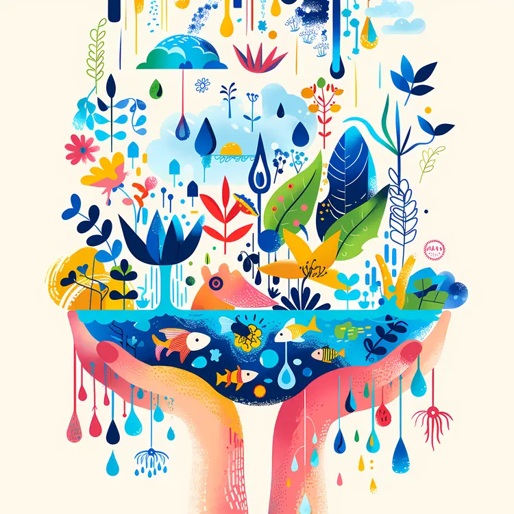 Colorful Hands Holding Nature