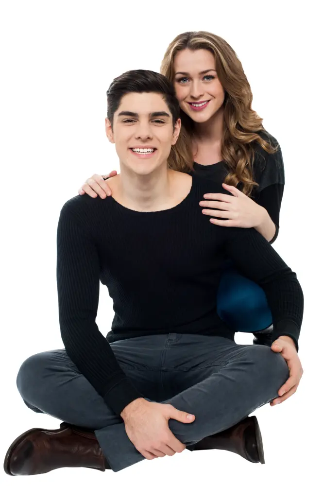 Smiling Couple Sitting Together