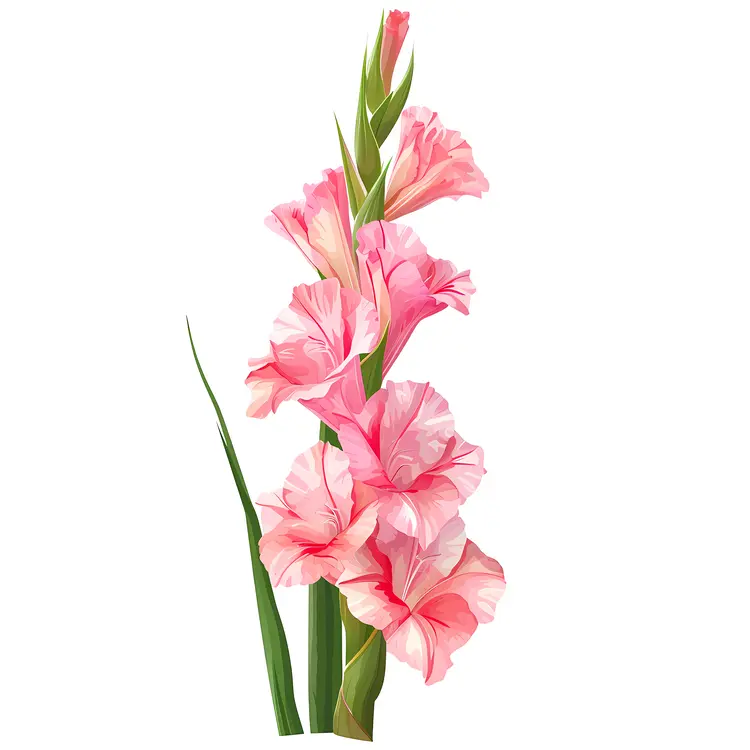 Pink Gladiolus Blooming