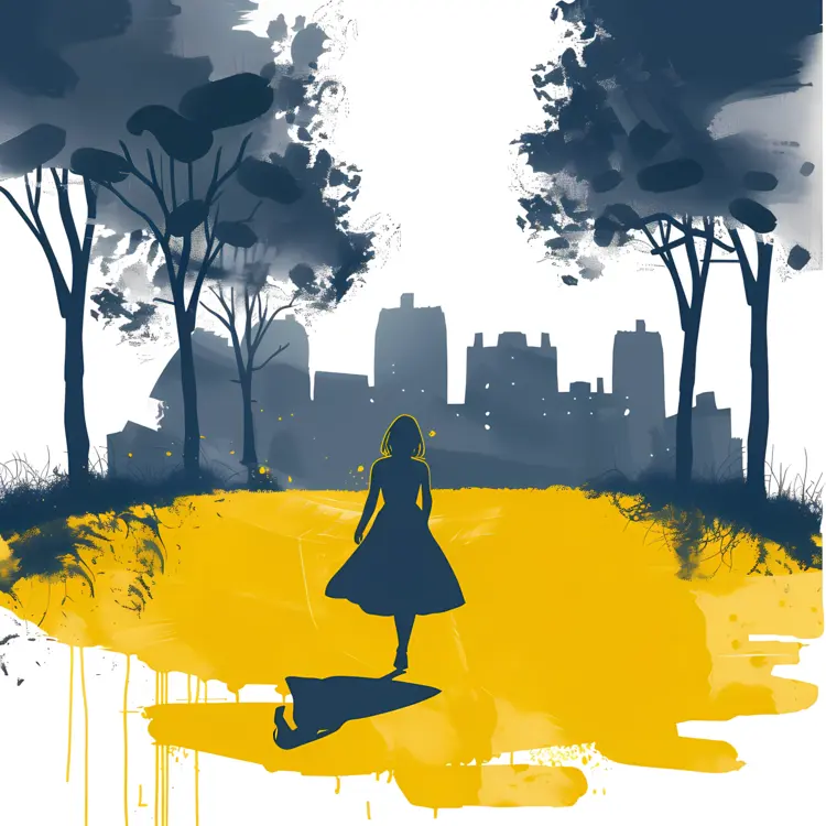 Woman Sauntering in Yellow Field