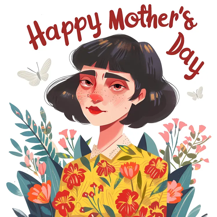 Happy Mother's Day with Floral Illustration