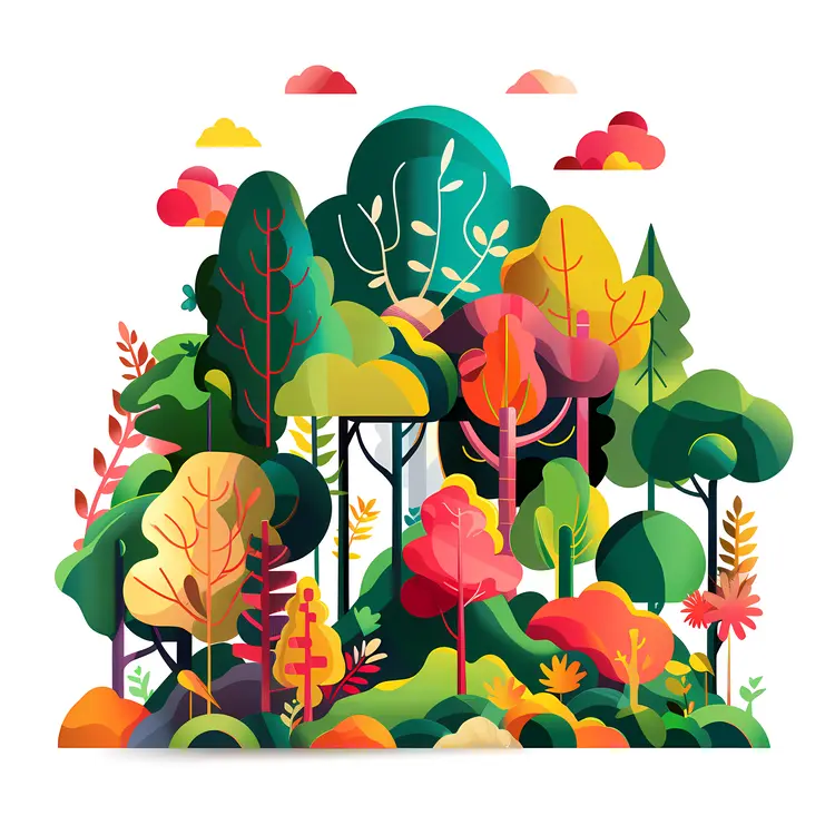 Abstract Colorful Forest Art