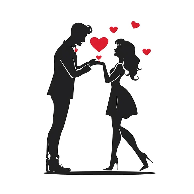 Couple in Love with Hearts