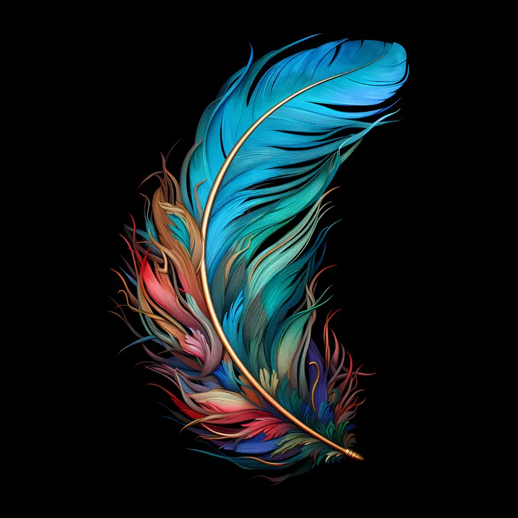 Feather with Multicolored Details