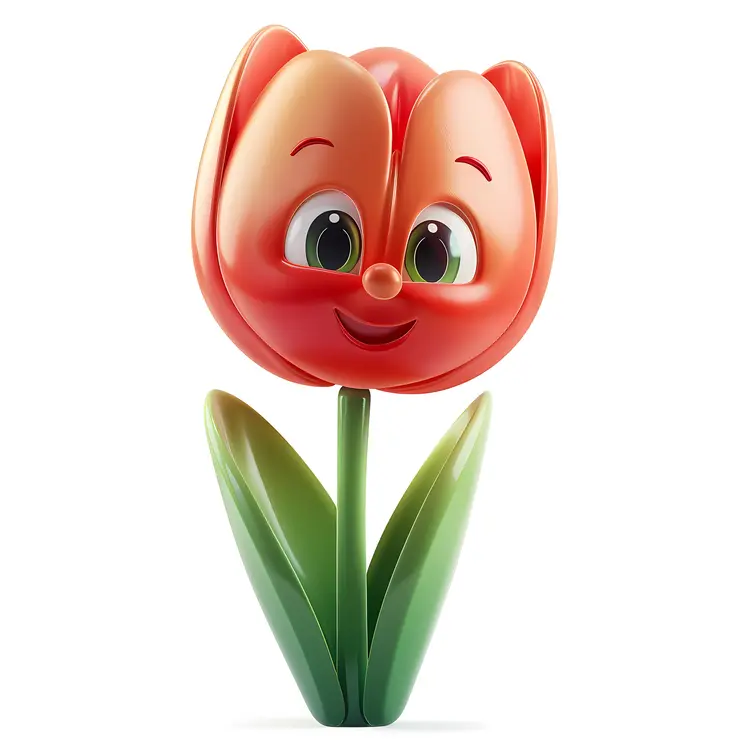 Smiling Red Cartoon Tulip
