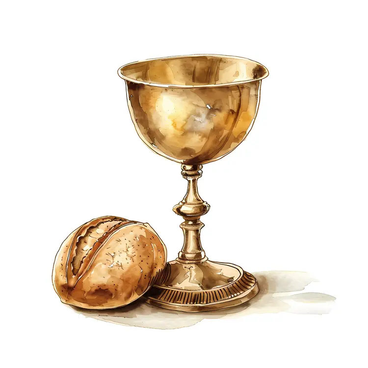 Golden Chalice and Bread for Communion