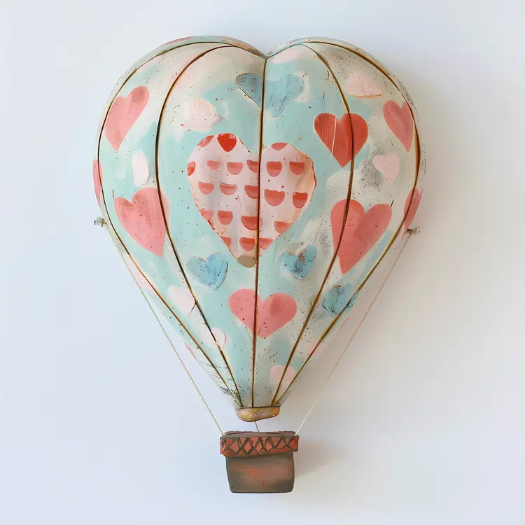 Heart-shaped Hot Air Balloon with Colorful Hearts