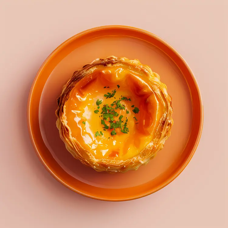 Single Egg Tart on Orange Plate
