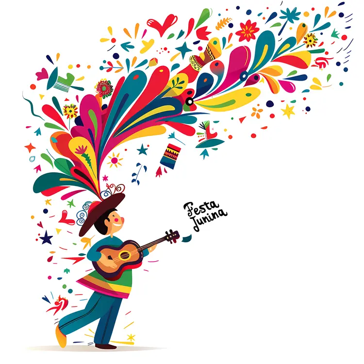 Festa Junina Musician with Colorful Decorations