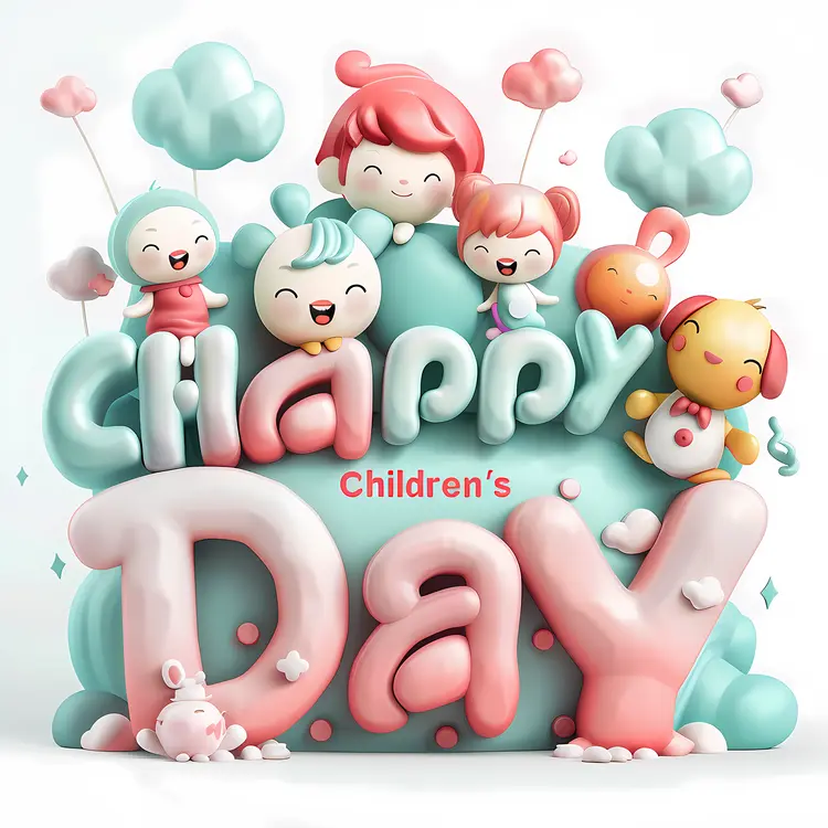 Happy Children's Day with Cute Characters