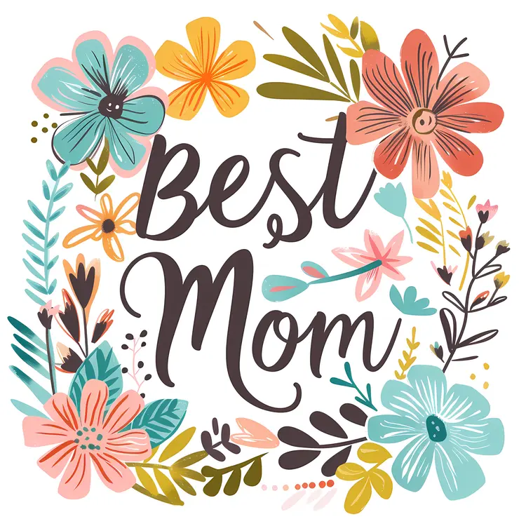 Best Mom Floral Illustration