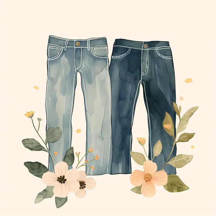Stylish Denim Jeans with Floral Accents