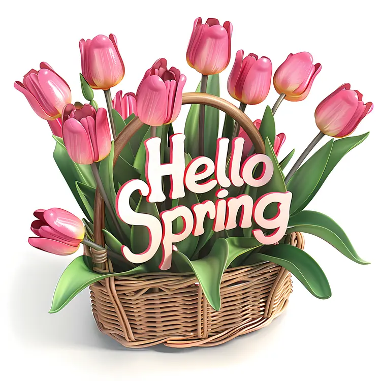 Hello Spring with Pink Tulips