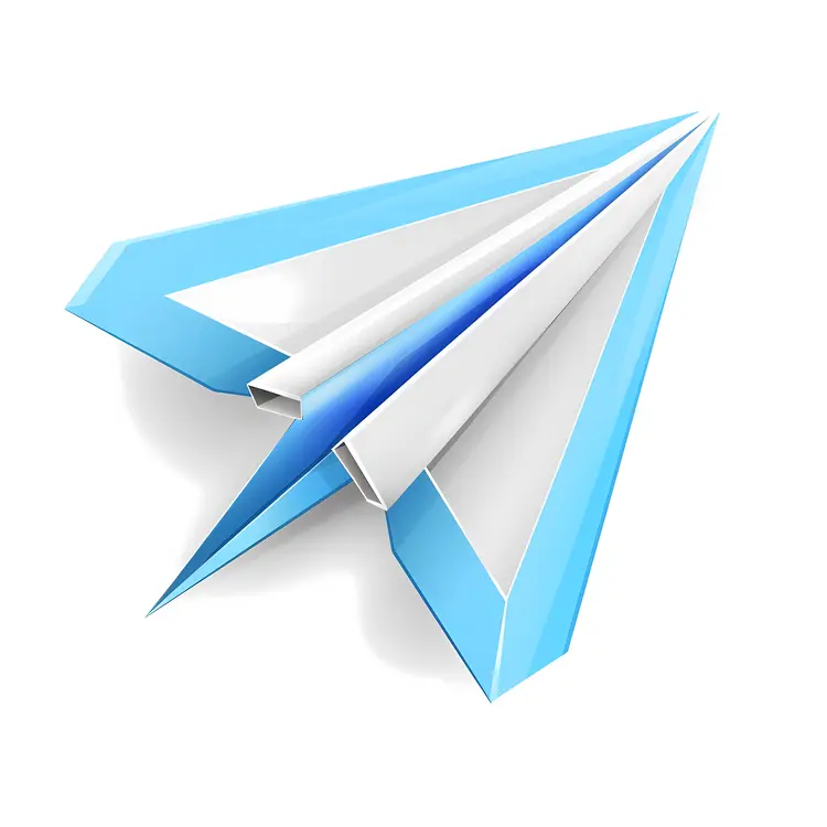 Blue and White Paper Airplane