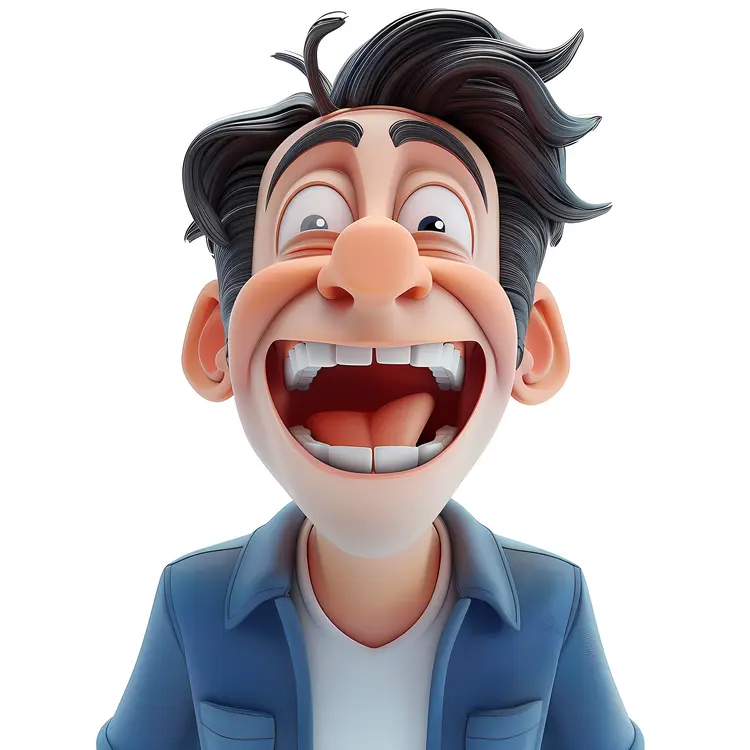 Joyful Laughing Cartoon Man