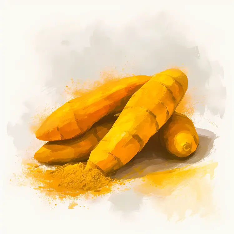 Turmeric Root and Powder Illustration