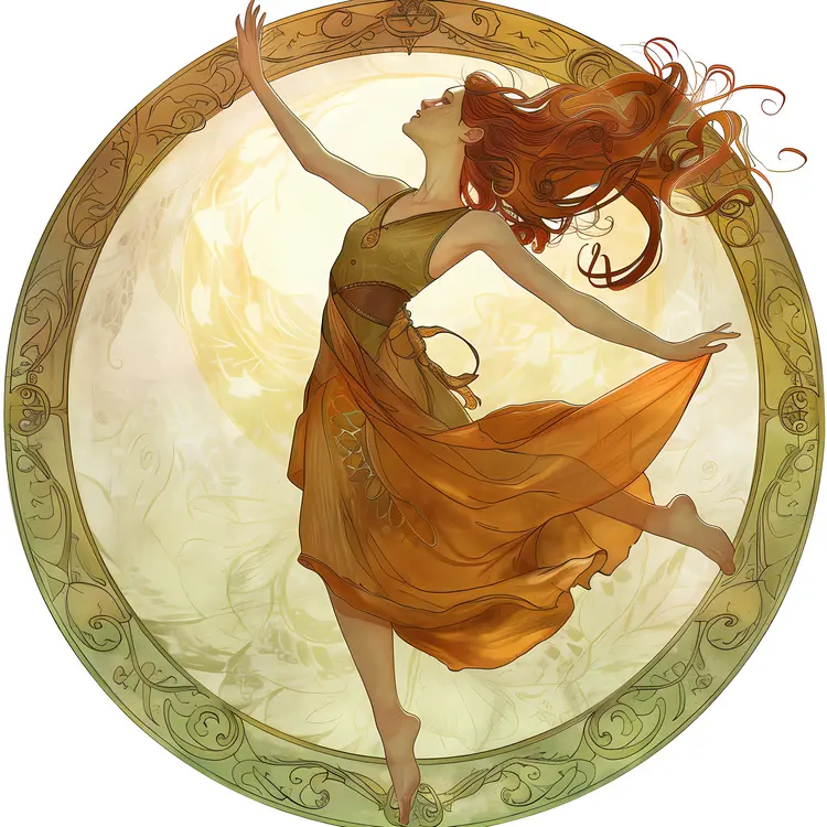 Graceful Dancing Woman in a Circle