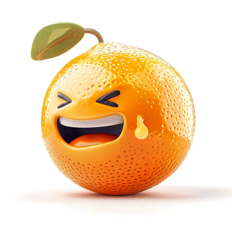 Laughing Orange with Leaf