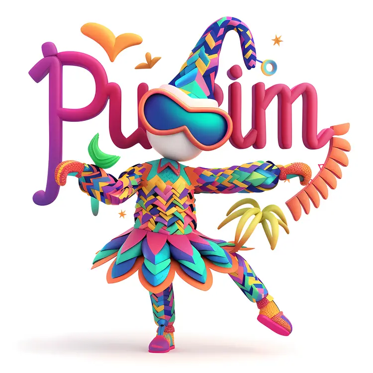 Purim Festival Colorful Jester