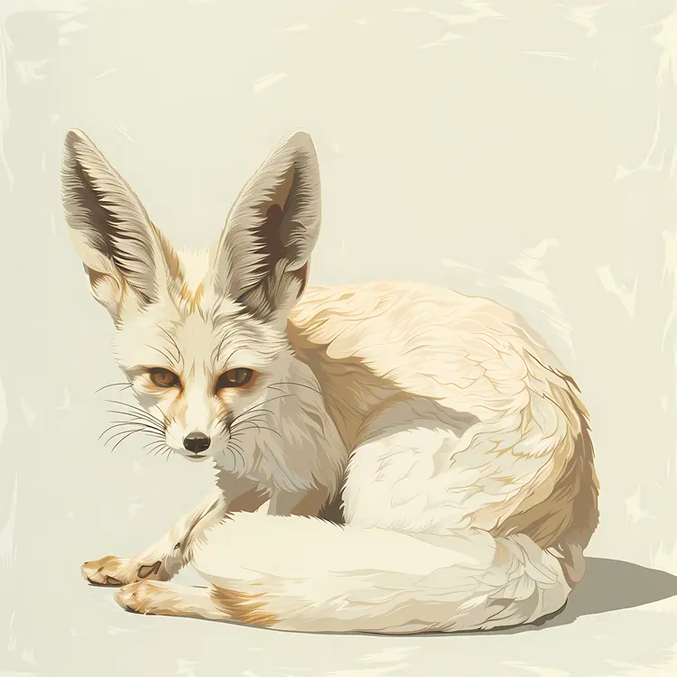 Realistic Fennec Fox Curled Up