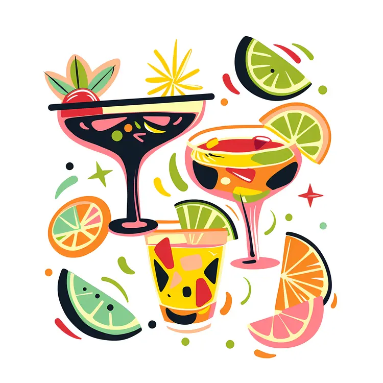 Colorful Cocktails with Lime