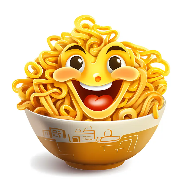Happy Cartoon Bowl of Noodles