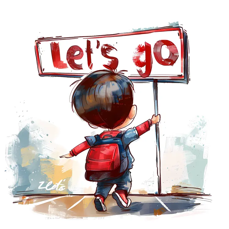 Illustration of Child Holding a Sign