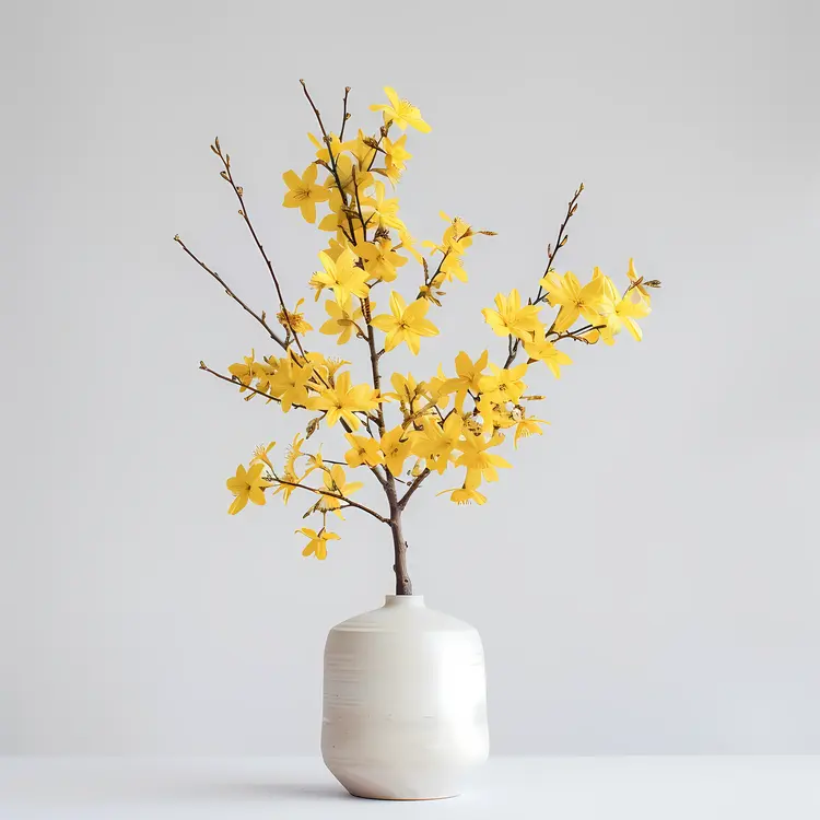 Yellow Flowers in White Vase