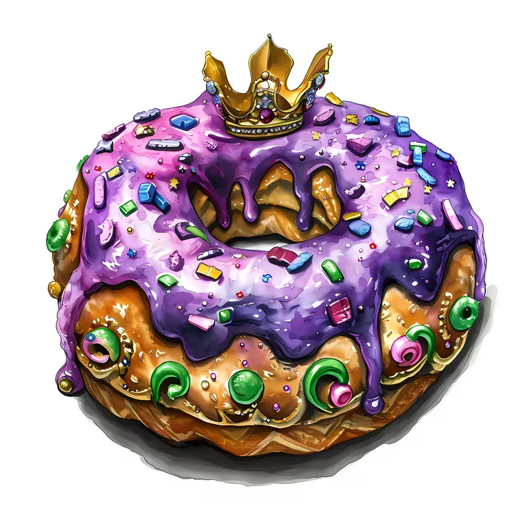 Illustrated Mardi Gras King Cake