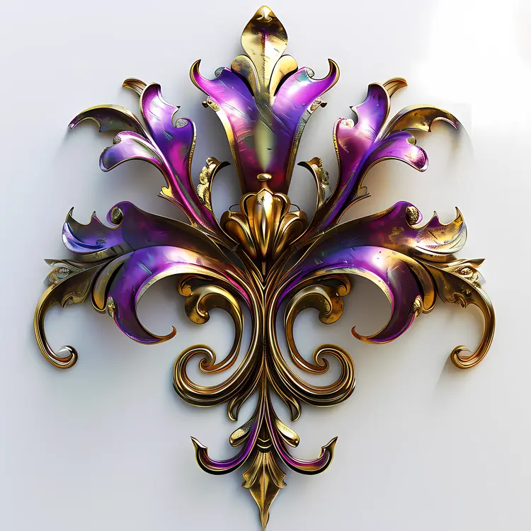 Purple and Gold Ornate Fleur-de-lis