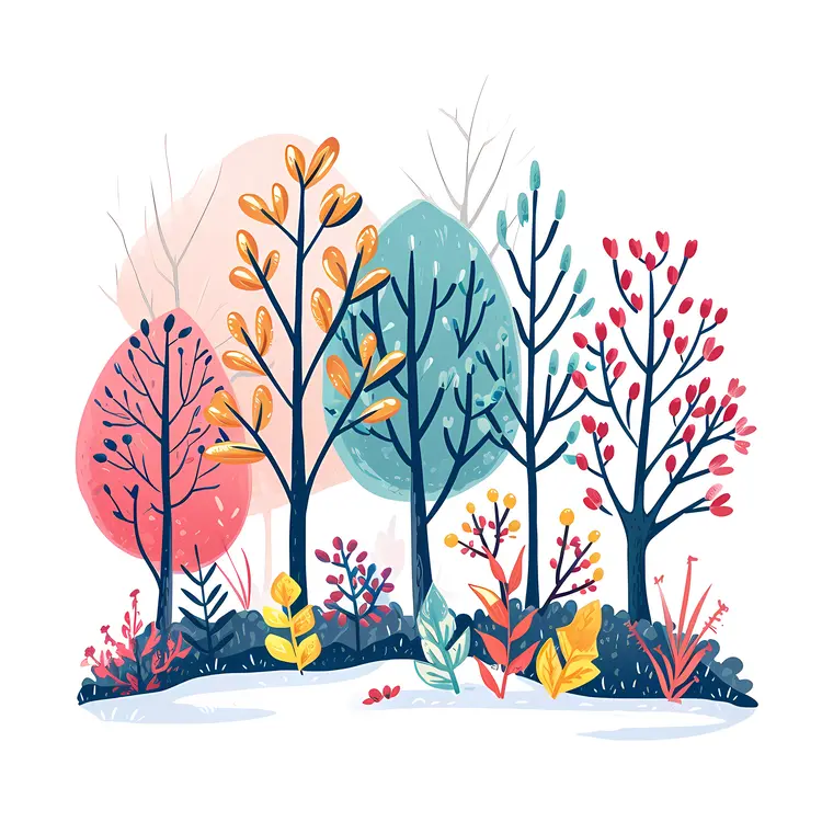 Colorful Trees with Autumn Leaves