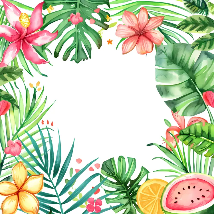 Tropical Flower Frame Background